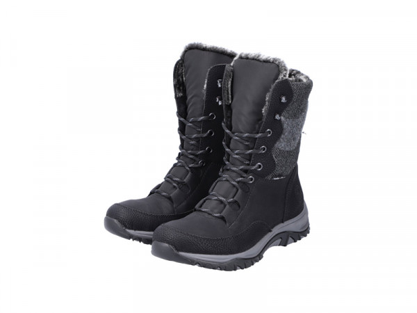 Rieker Damen Schnürstiefel schwarz/gefüttert TEX