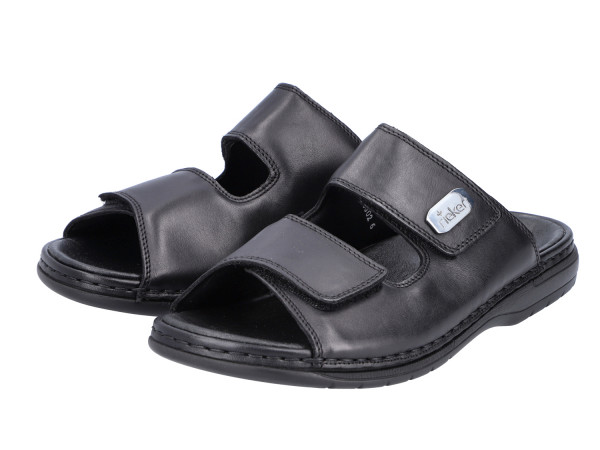 Rieker Herren Pantolette schwarz/Klett